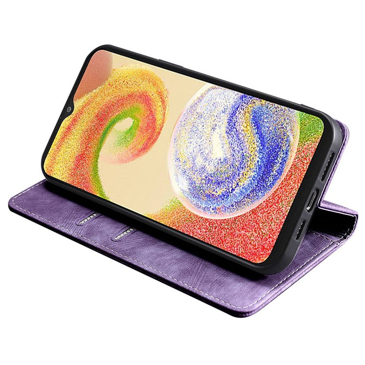 Wallet Case for Samsung Galaxy F14 5G RFID Blocking PU Leather Stand Phone Cover - Purple