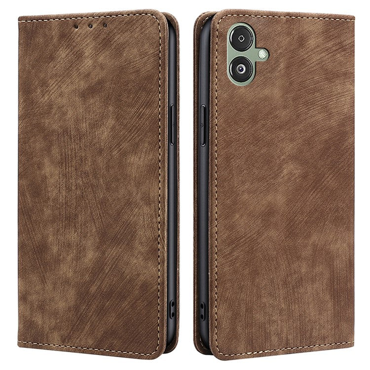 Wallet Case for Samsung Galaxy F14 5G RFID Blocking PU Leather Stand Phone Cover - Brown