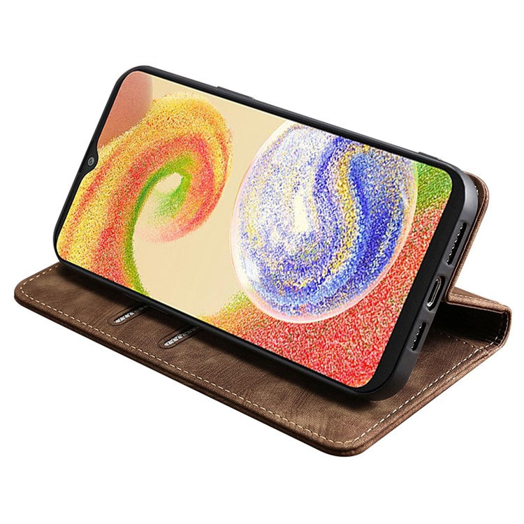 Wallet Case for Samsung Galaxy F14 5G RFID Blocking PU Leather Stand Phone Cover - Brown