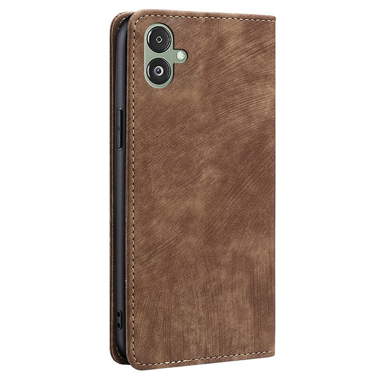 Wallet Case for Samsung Galaxy F14 5G RFID Blocking PU Leather Stand Phone Cover - Brown
