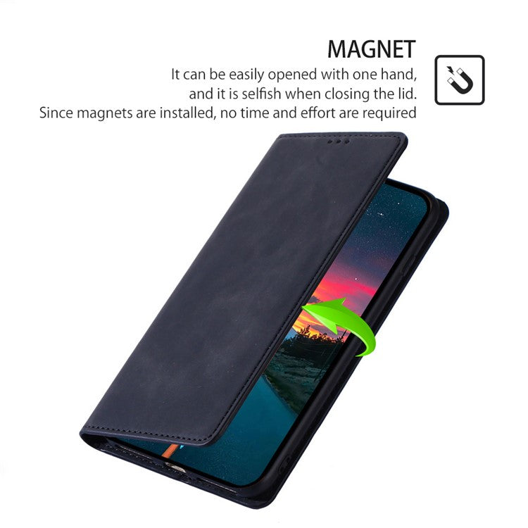 For Samsung Galaxy F14 5G Card Slots Stand Cover PU Leather Skin-touch Phone Case - Black