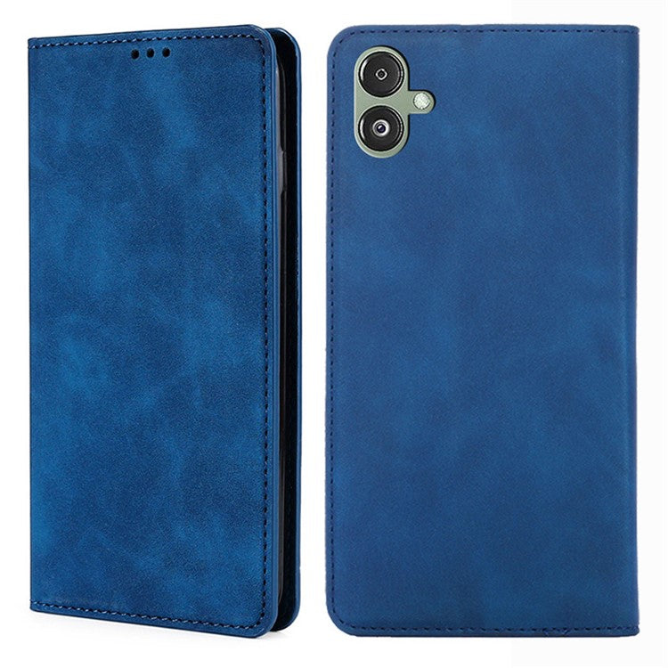 For Samsung Galaxy F14 5G Card Slots Stand Cover PU Leather Skin-touch Phone Case - Blue