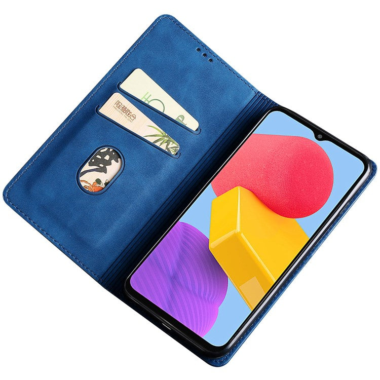 For Samsung Galaxy F14 5G Card Slots Stand Cover PU Leather Skin-touch Phone Case - Blue