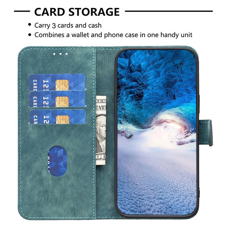 Phone Case for Oppo Find X6 Pro PU Leather Grid Pattern Imprinted Cover Stand Wallet Drop-proof Shell - Green