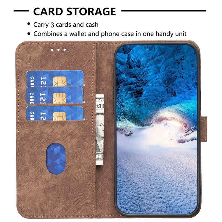 Phone Case for Oppo Find X6 Pro PU Leather Grid Pattern Imprinted Cover Stand Wallet Drop-proof Shell - Brown
