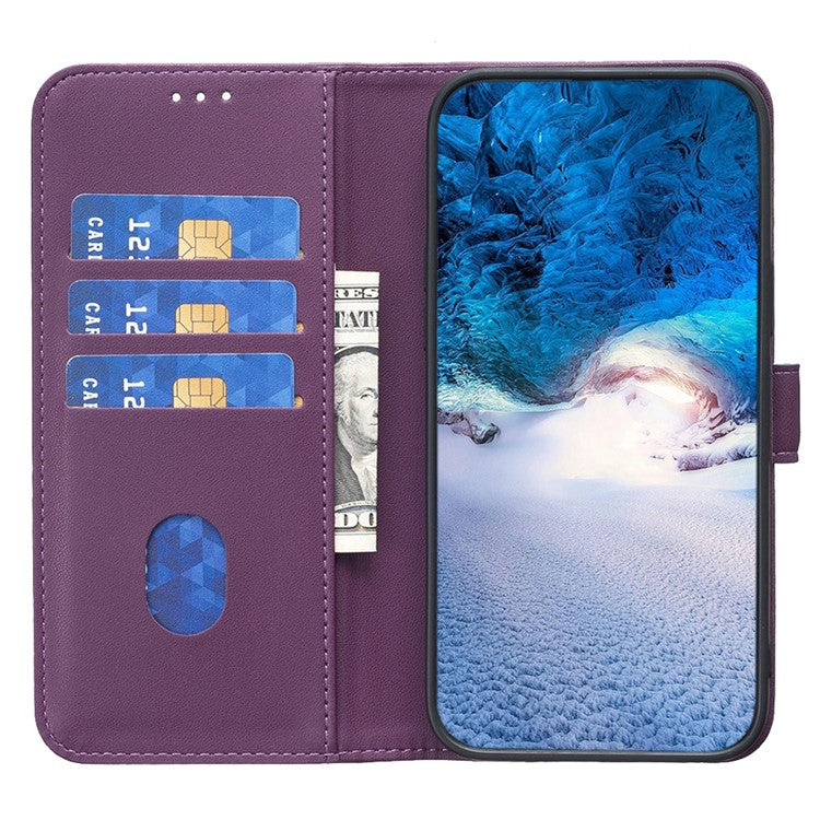 BINFEN COLOR BF17 For vivo Y35 4G (2022) / Y22s 4G PU Leather Wallet Case Stand Phone Cover - Dark Purple