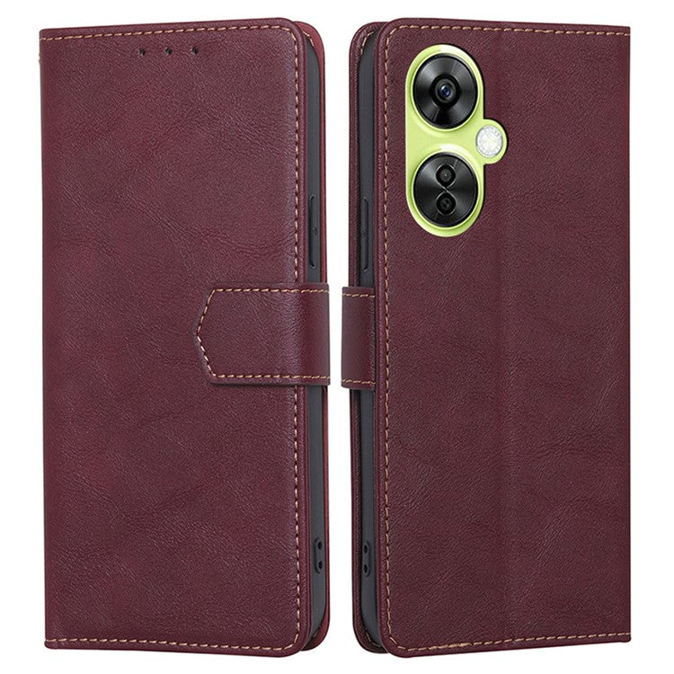 For OnePlus Nord CE 3 Lite 5G / Nord N30 5G PU Leather Wallet Case Magnetic RFID Blocking Stand Phone Cover - Wine Red