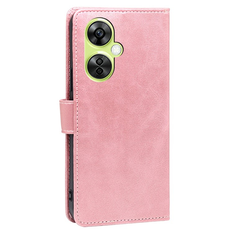 For OnePlus Nord CE 3 Lite 5G / Nord N30 5G PU Leather Calf Texture Wallet Cover Stand Magnetic Clasp Shockproof Phone Case - Rose Gold