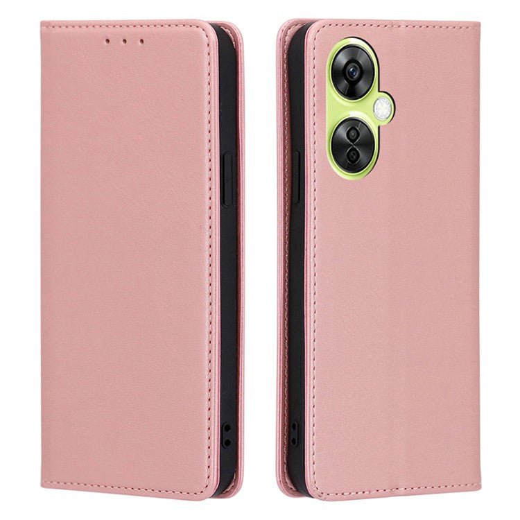For OnePlus Nord CE 3 Lite 5G / Nord N30 5G PU Leather Stand Phone Cover Calf Texture Wallet Case - Rose Gold
