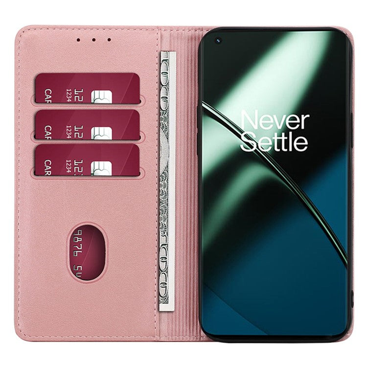 For OnePlus Nord CE 3 Lite 5G / Nord N30 5G PU Leather Stand Phone Cover Calf Texture Wallet Case - Rose Gold