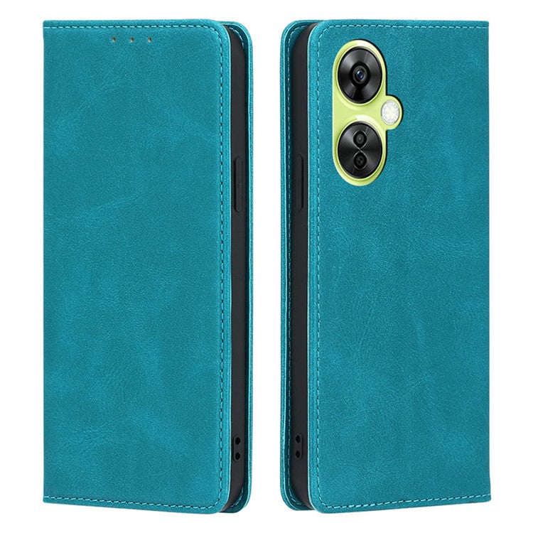 For OnePlus Nord CE 3 Lite 5G / Nord N30 5G PU Leather Stand Phone Cover Calf Texture Wallet Case - Baby Blue