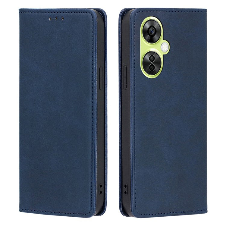 For OnePlus Nord CE 3 Lite 5G / Nord N30 5G PU Leather Stand Phone Cover Calf Texture Wallet Case - Sapphire