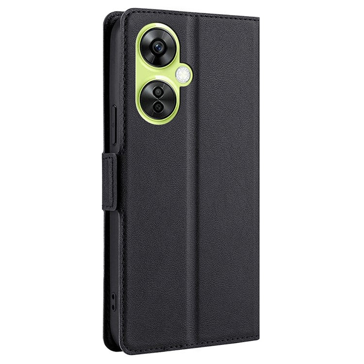 For OnePlus Nord CE 3 Lite 5G / Nord N30 5G PU Leather Flip Card Slots Case Stand Shockproof Phone Cover - Black