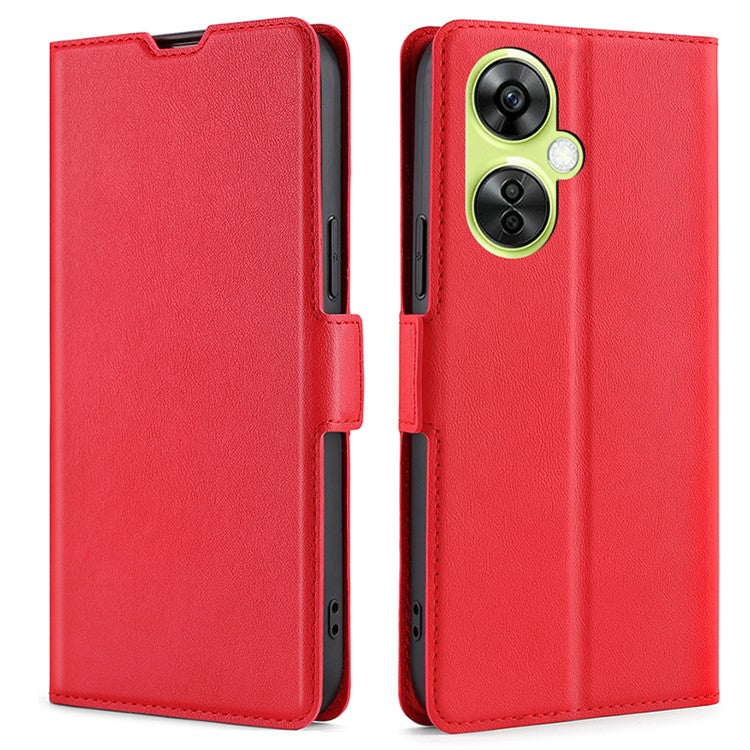 For OnePlus Nord CE 3 Lite 5G / Nord N30 5G PU Leather Flip Card Slots Case Stand Shockproof Phone Cover - Red
