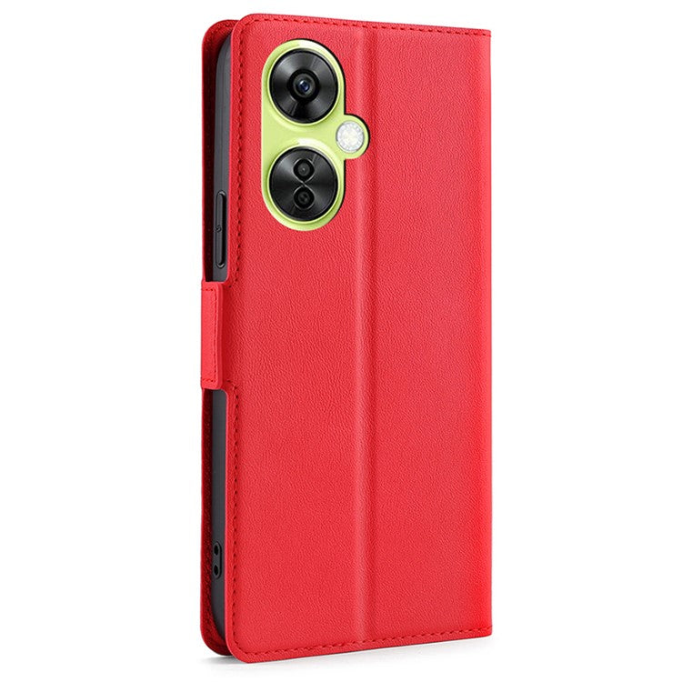 For OnePlus Nord CE 3 Lite 5G / Nord N30 5G PU Leather Flip Card Slots Case Stand Shockproof Phone Cover - Red