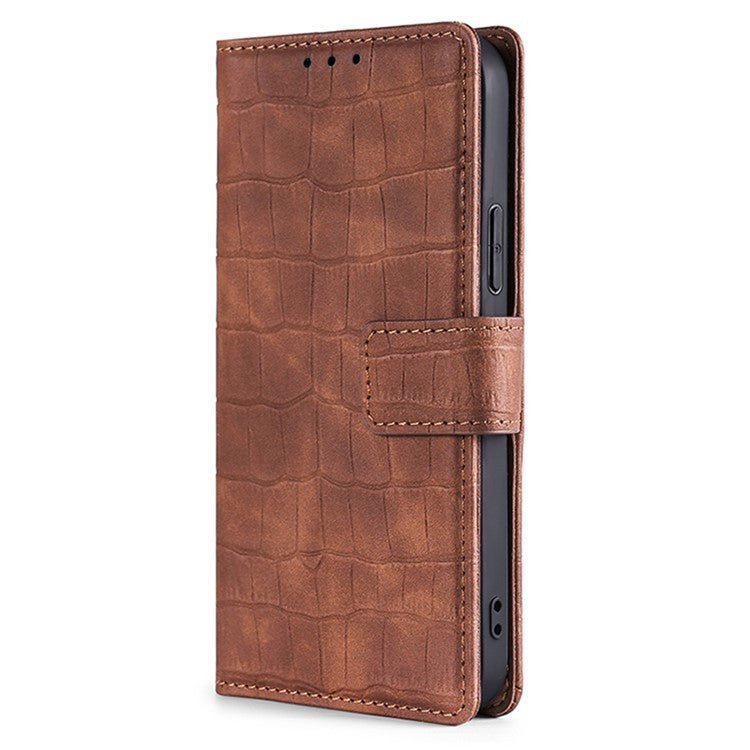 For OnePlus Nord CE 3 Lite 5G / Nord N30 5G PU Leather Crocodile Texture Phone Cover Skin-touch Feeling Stand Wallet Case - Brown