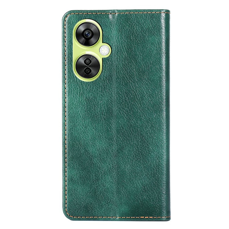For OnePlus Nord CE 3 Lite 5G / Nord N30 5G Magnetic Closure Cover PU Leather Solid Color Wallet Smartphone Case with Stand - Green