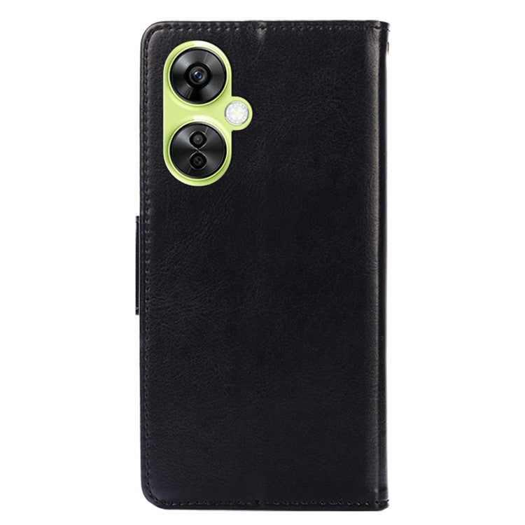 For OnePlus Nord CE 3 Lite 5G / Nord N30 5G Textured Leather Wallet Cover Drop-proof Flip Stand Phone Case - Black