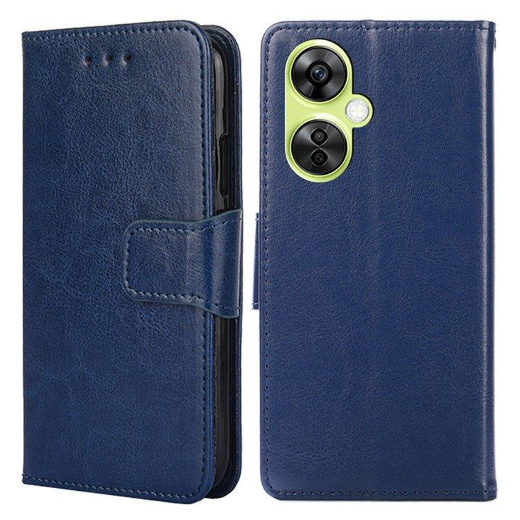 For OnePlus Nord CE 3 Lite 5G / Nord N30 5G Textured Leather Wallet Cover Drop-proof Flip Stand Phone Case - Sapphire