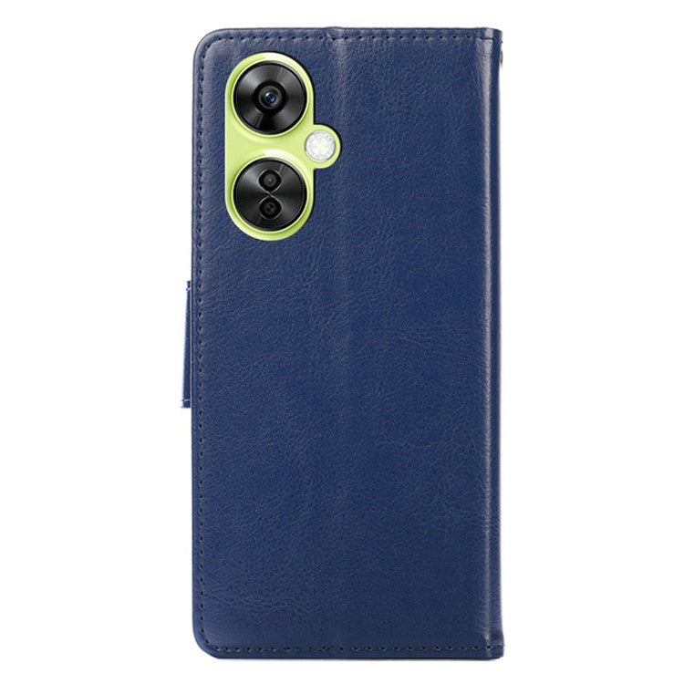 For OnePlus Nord CE 3 Lite 5G / Nord N30 5G Textured Leather Wallet Cover Drop-proof Flip Stand Phone Case - Sapphire