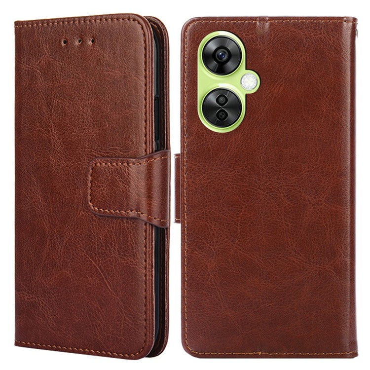 For OnePlus Nord CE 3 Lite 5G / Nord N30 5G Textured Leather Wallet Cover Drop-proof Flip Stand Phone Case - Brown