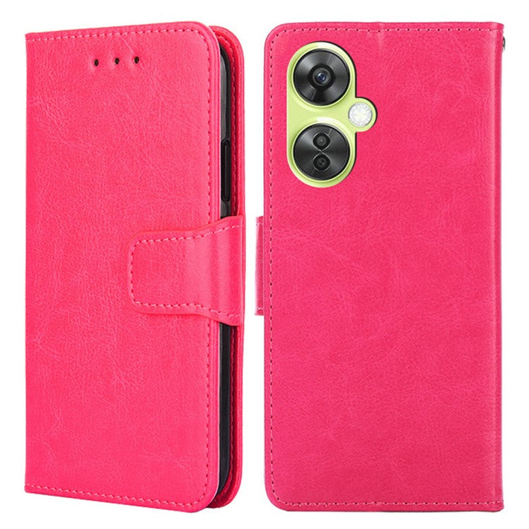 For OnePlus Nord CE 3 Lite 5G / Nord N30 5G Textured Leather Wallet Cover Drop-proof Flip Stand Phone Case - Rose