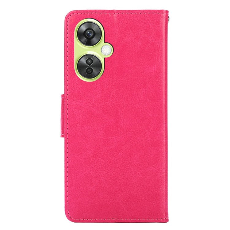 For OnePlus Nord CE 3 Lite 5G / Nord N30 5G Textured Leather Wallet Cover Drop-proof Flip Stand Phone Case - Rose