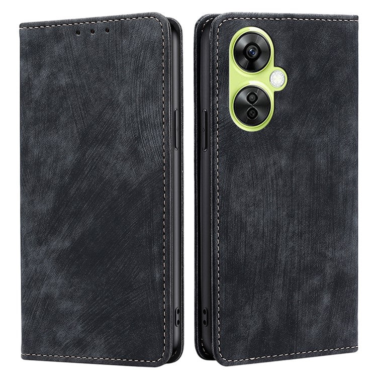 For OnePlus Nord CE 3 Lite 5G / Nord N30 5G RFID Blocking Wallet Case TPU+PU Leather Stand Magnetic Phone Cover - Black