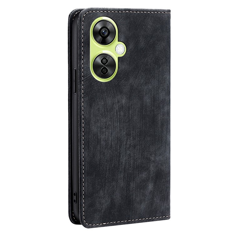 For OnePlus Nord CE 3 Lite 5G / Nord N30 5G RFID Blocking Wallet Case TPU+PU Leather Stand Magnetic Phone Cover - Black