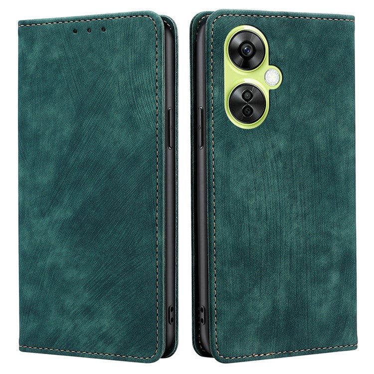 For OnePlus Nord CE 3 Lite 5G / Nord N30 5G RFID Blocking Wallet Case TPU+PU Leather Stand Magnetic Phone Cover - Green