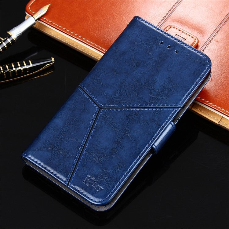 For OnePlus Nord CE 3 Lite 5G / Nord N30 5G PU Leather TPU Interior Protective Case Geometric Splicing Wallet Stand Phone Cover - Blue