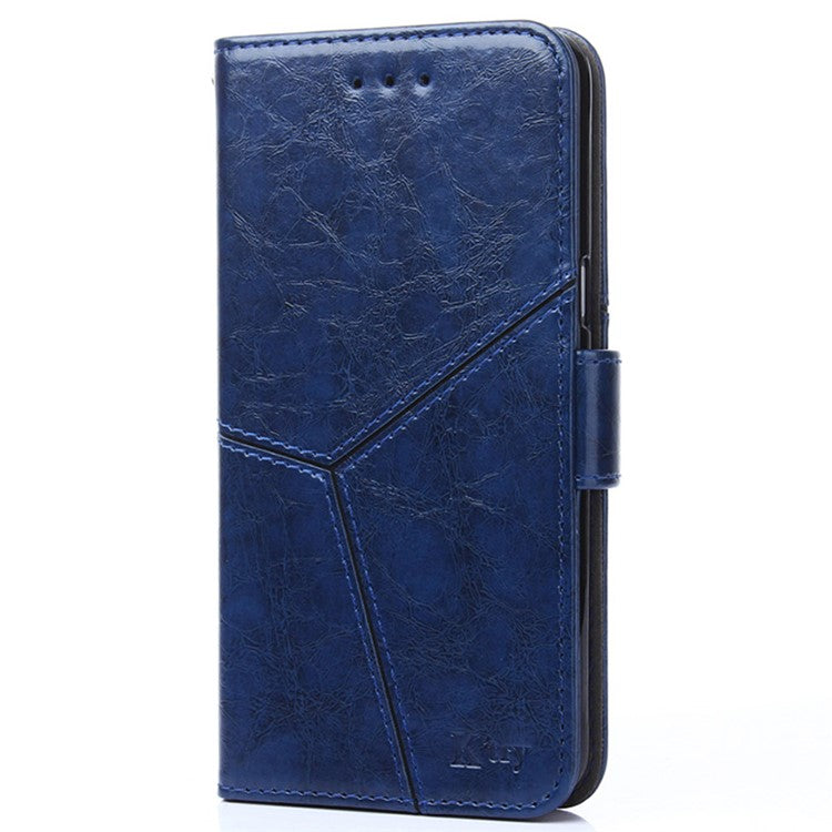 For OnePlus Nord CE 3 Lite 5G / Nord N30 5G PU Leather TPU Interior Protective Case Geometric Splicing Wallet Stand Phone Cover - Blue