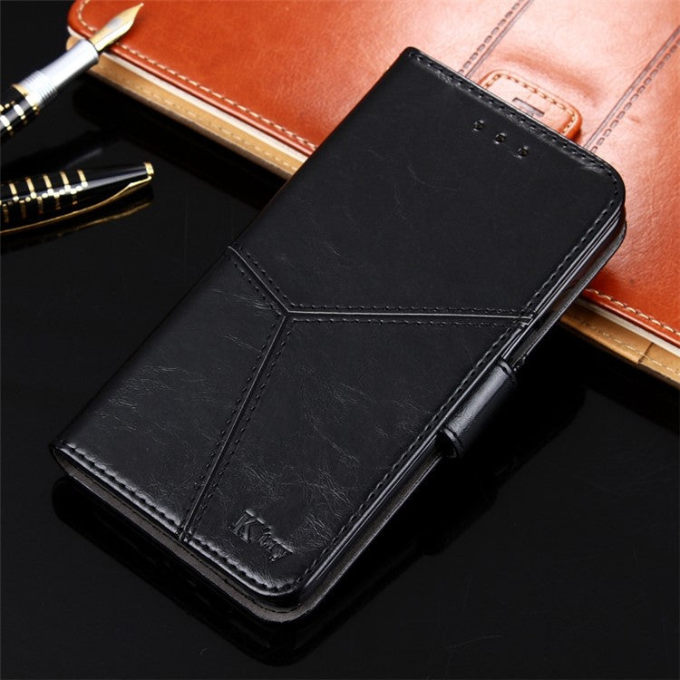 For OnePlus Nord CE 3 Lite 5G / Nord N30 5G PU Leather TPU Interior Protective Case Geometric Splicing Wallet Stand Phone Cover - Black
