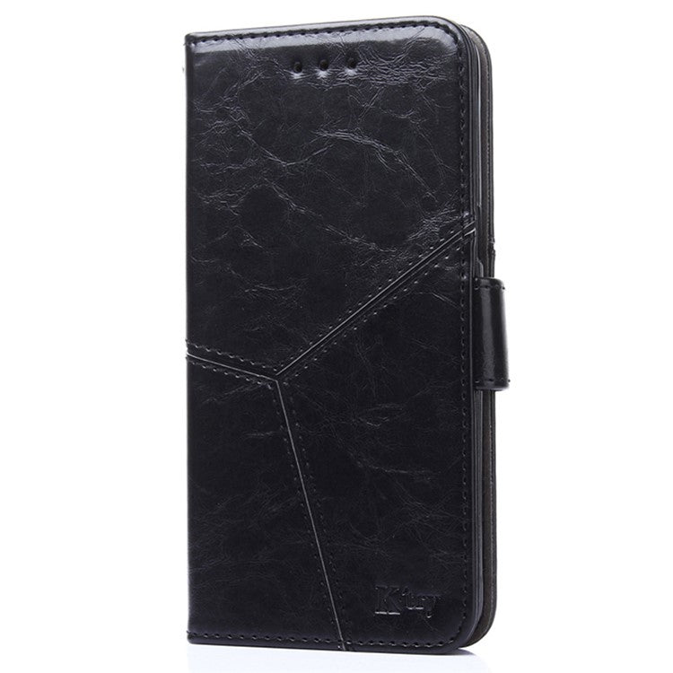 For OnePlus Nord CE 3 Lite 5G / Nord N30 5G PU Leather TPU Interior Protective Case Geometric Splicing Wallet Stand Phone Cover - Black