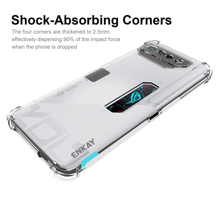 ENKAY HAT PRINCE For Asus ROG Phone 7 Ultimate 5G Clear Phone Case Anti-slip Strip Edge TPU Cell Phone Cover