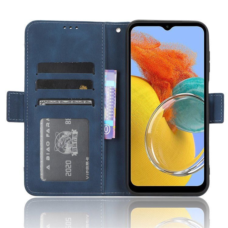 For Samsung Galaxy M54 5G / F54 5G PU Leather Phone Case Multiple Card Slots Wallet Stand Flip Cover - Blue