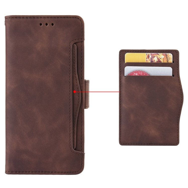 For Samsung Galaxy M54 5G / F54 5G PU Leather Phone Case Multiple Card Slots Wallet Stand Flip Cover - Brown