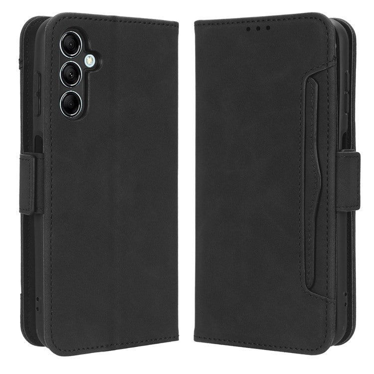 For Samsung Galaxy M54 5G / F54 5G PU Leather Phone Case Multiple Card Slots Wallet Stand Flip Cover - Black