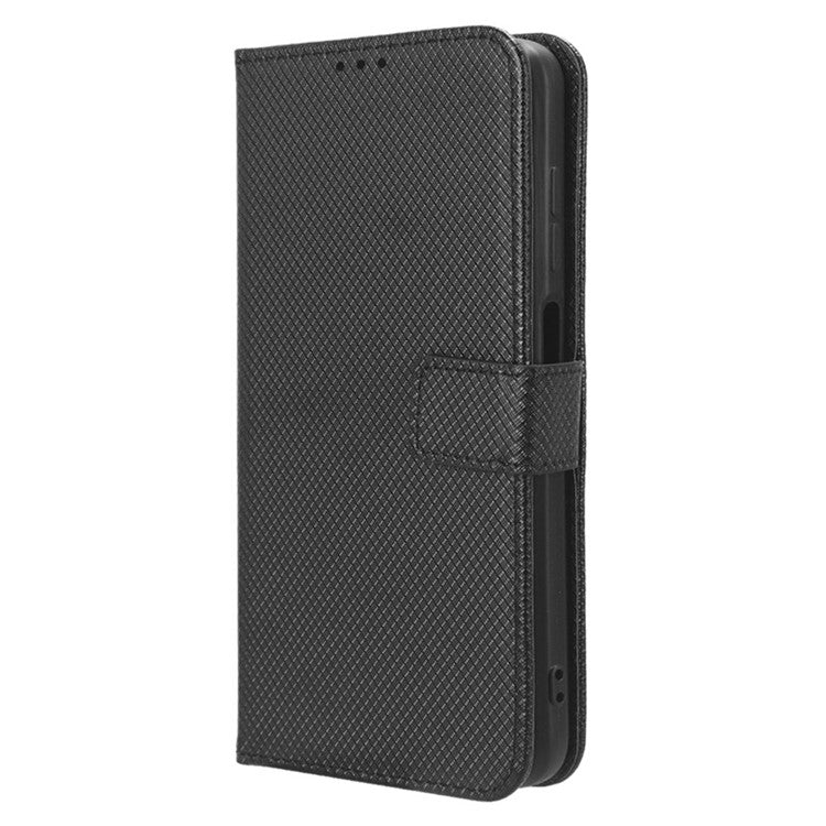 For Samsung Galaxy M54 5G / F54 5G PU Leather Magnetic Flip Case Diamond Texture Wallet Stand Phone Cover - Black