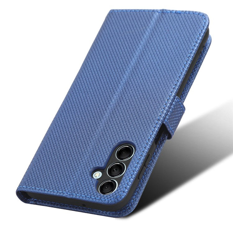 For Samsung Galaxy M54 5G / F54 5G PU Leather Magnetic Flip Case Diamond Texture Wallet Stand Phone Cover - Blue