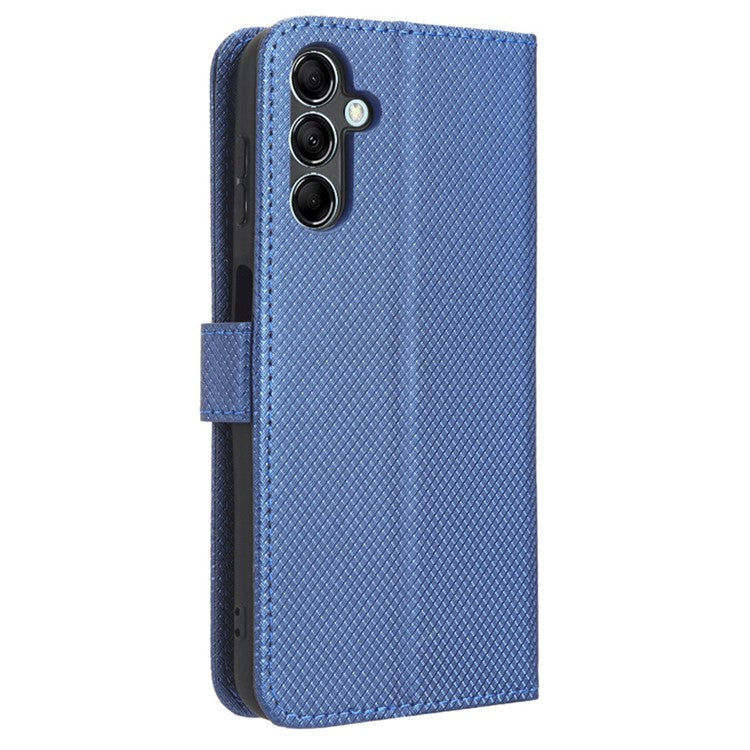 For Samsung Galaxy M54 5G / F54 5G PU Leather Magnetic Flip Case Diamond Texture Wallet Stand Phone Cover - Blue