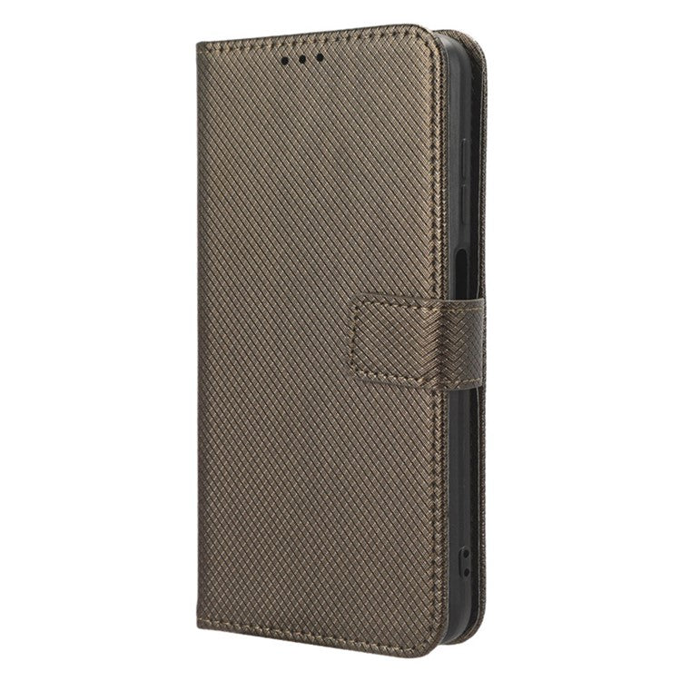 For Samsung Galaxy M54 5G / F54 5G PU Leather Magnetic Flip Case Diamond Texture Wallet Stand Phone Cover - Brown