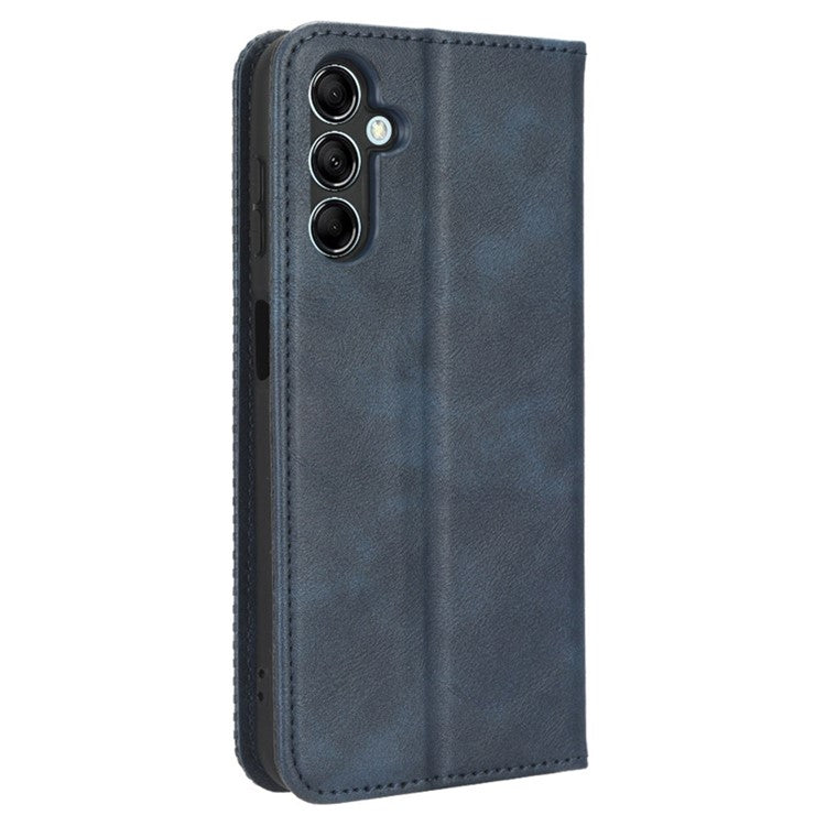 For Samsung Galaxy M54 5G / F54 5G PU Leather Vintage Magnetic Cover Stand Flip Wallet Phone Case - Blue