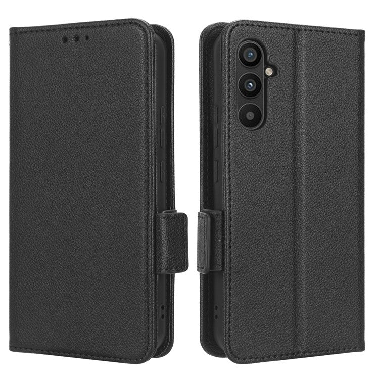 For Samsung Galaxy M54 5G / F54 5G PU Leather Wallet Anti-scratch Phone Case Litchi Texture Flip Stand Cover - Black