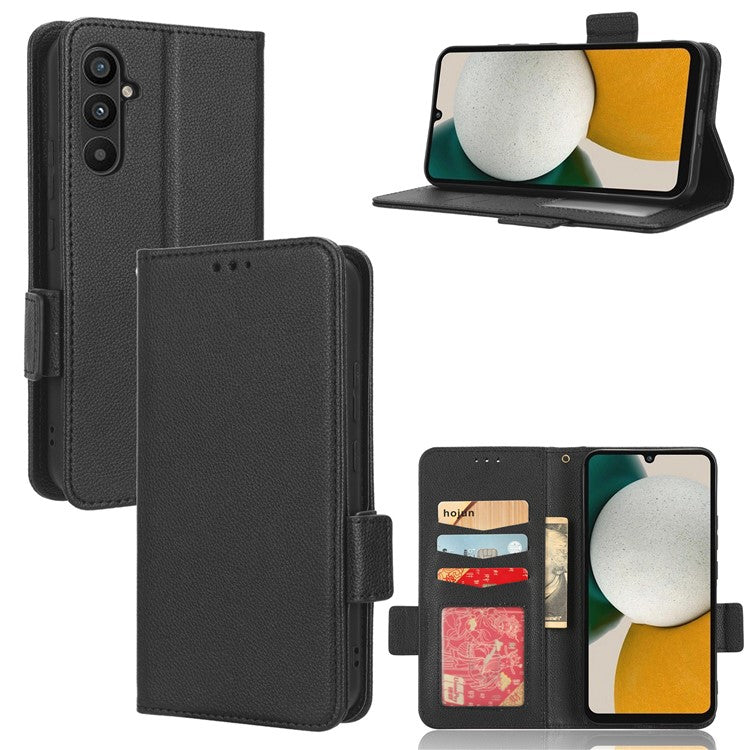For Samsung Galaxy M54 5G / F54 5G PU Leather Wallet Anti-scratch Phone Case Litchi Texture Flip Stand Cover - Black