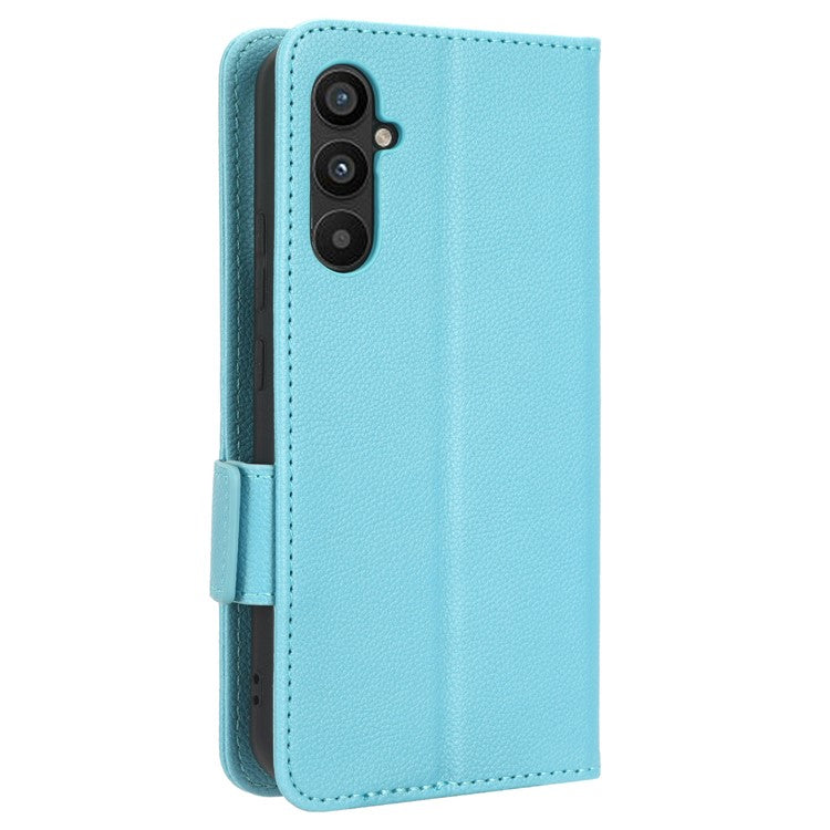 For Samsung Galaxy M54 5G / F54 5G PU Leather Wallet Anti-scratch Phone Case Litchi Texture Flip Stand Cover - Baby Blue