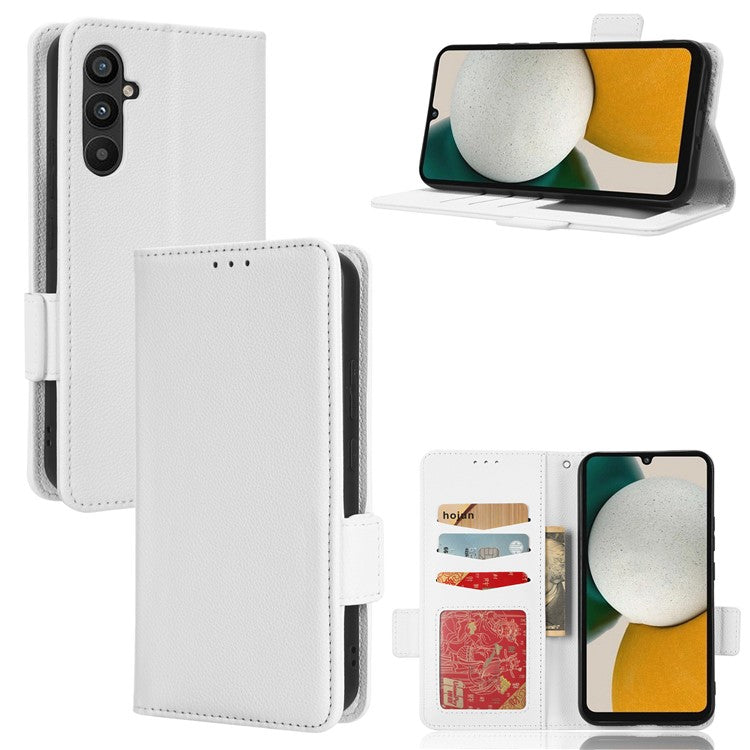 For Samsung Galaxy M54 5G / F54 5G PU Leather Wallet Anti-scratch Phone Case Litchi Texture Flip Stand Cover - White