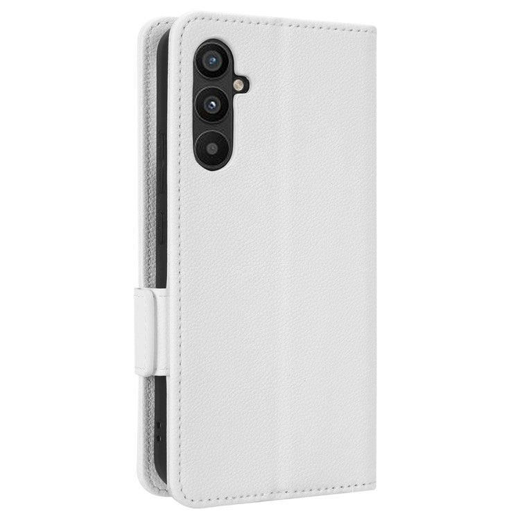 For Samsung Galaxy M54 5G / F54 5G PU Leather Wallet Anti-scratch Phone Case Litchi Texture Flip Stand Cover - White