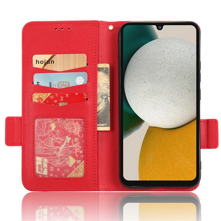 For Samsung Galaxy M54 5G / F54 5G PU Leather Wallet Anti-scratch Phone Case Litchi Texture Flip Stand Cover - Red