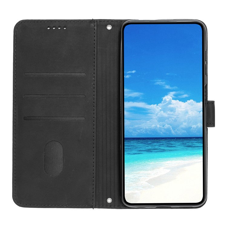 For Samsung Galaxy M14 5G / F14 5G Leather Case Heart Shape Stand Wallet Phone Cover with Shoulder Strap - Black